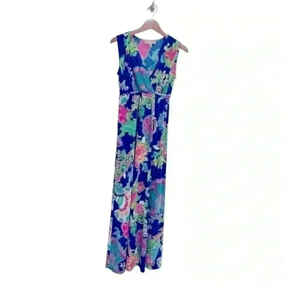 Philosophy Floral Boho Sleeveless Maxi Dress Blue Green Pink Empire Waist Medium - Picture 9 of 9